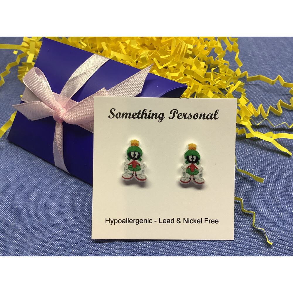 Marvin Martian - Looney Tunes Inspired Post Earrings - Gift Boxed - Chibi Cute
